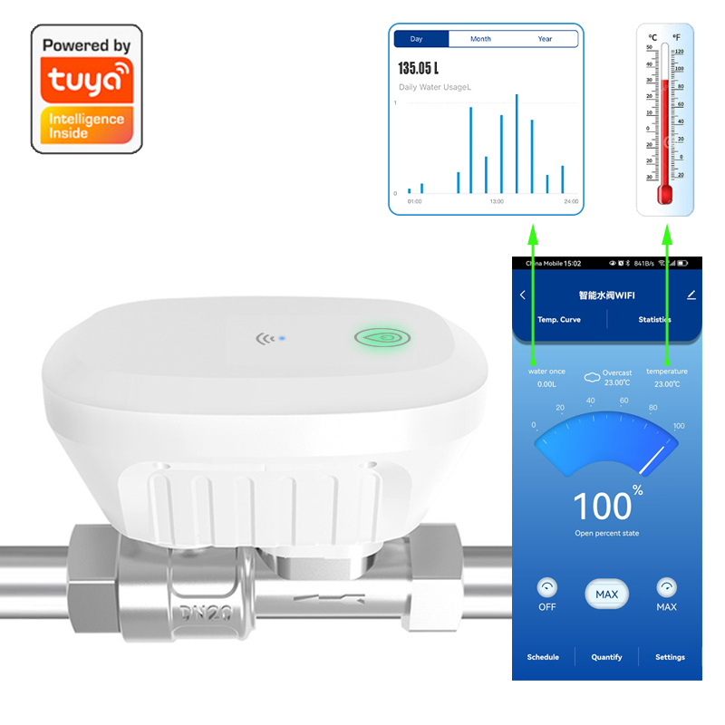 Home Assistant Tuya - Meteran Katup WiFi Pintar, Penunjuk Laju