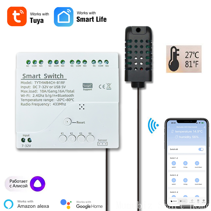 Tuya Smart 7-32v WiFi 4 Channe - Tuya 4 Channel ulasan dan harga