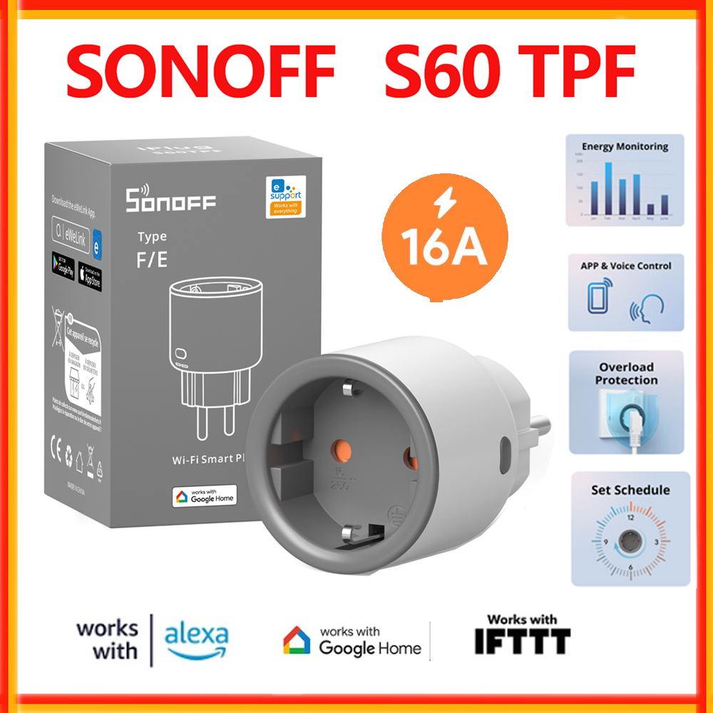 SONOFF S60 TPF colokan cerdas  - Sonoff Basic ulasan dan harga